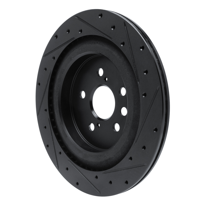 Lexus RX350 Brake Rotor (1) - Rear Left - R1 Concepts - Drilled & Slotted - Black - `20-`25